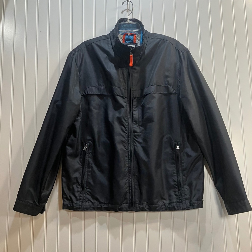 Barneys New York Mens L Black Lightweight Jacket Media‎ Pocket Mesh Liner Bomber